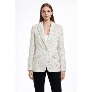 Etcetera Sequin‎ Embellished Blazer Jacket White Formal Occasion Size 10